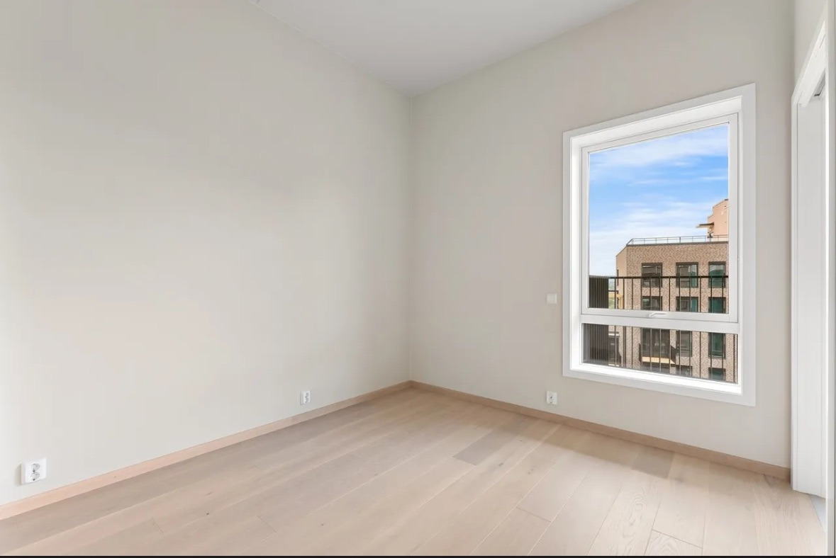 Bilde fra samme type leilighet i prosjektet, se farvepalett (siste bildet) for nøyaktig fargevalg. 